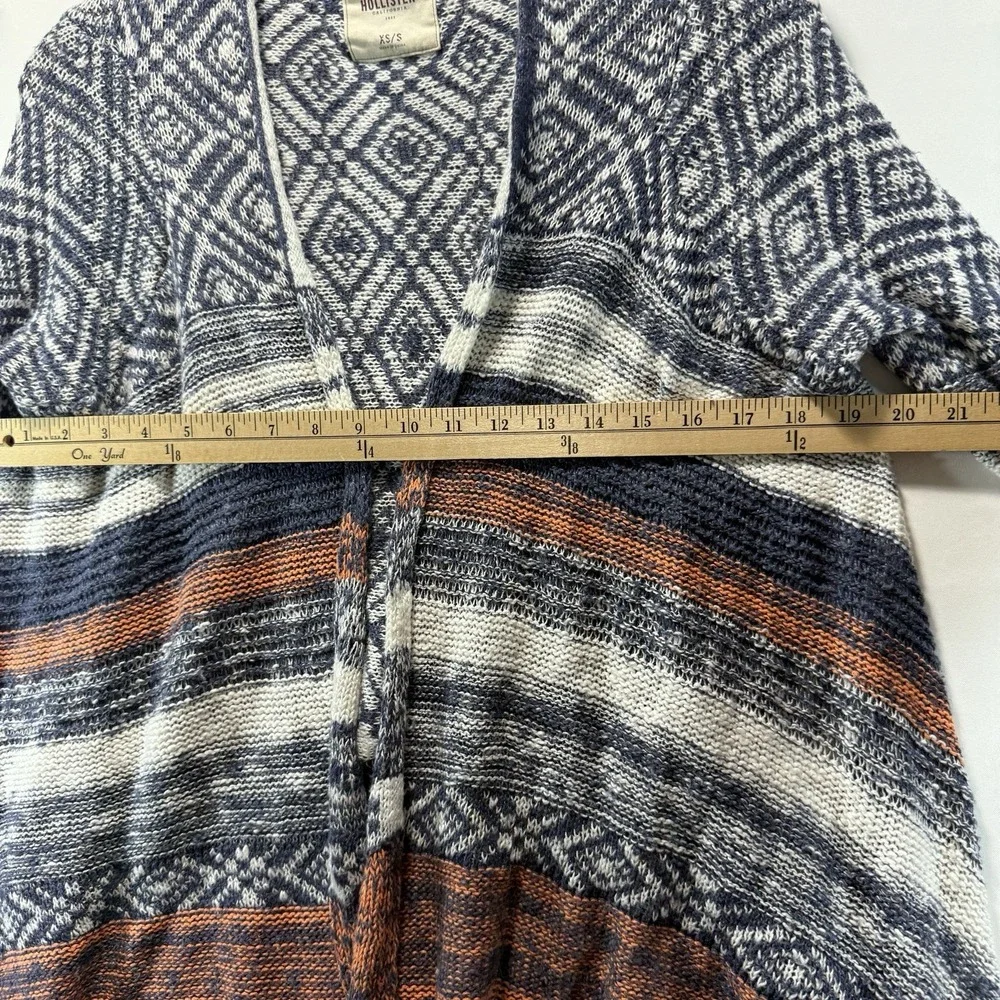 Hollister Cardigan Sweater Womens XS Multicolor Open Front Duster Boho Aztec - Picture 4 of 10